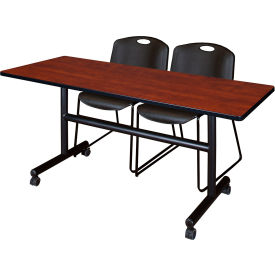 Regency® Kobe Training Nesting Table with 2 Zeng Black Stack Chairs 60