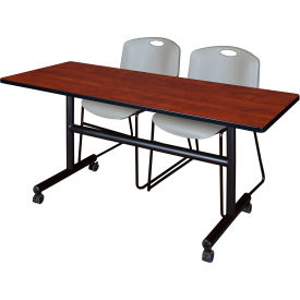 Regency® Kobe Training Nesting Table with 2 Zeng Gray Stack Chairs 60