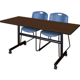 Regency® Kobe Training Nesting Table with 2 Zeng Blue Stack Chairs 60