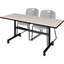 Regency® Kobe Training Nesting Table with 2 Zeng Gray Stack Chairs 60