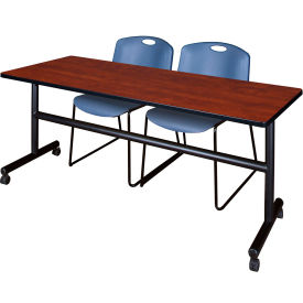 Regency® Kobe Training Nesting Table with 2 Zeng Blue Stack Chairs 72
