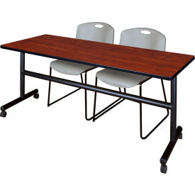 Regency® Kobe Training Nesting Table with 2 Zeng Gray Stack Chairs 72
