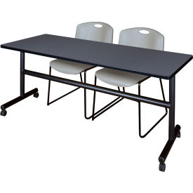 Regency® Kobe Training Nesting Table with 2 Zeng Gray Stack Chairs 72