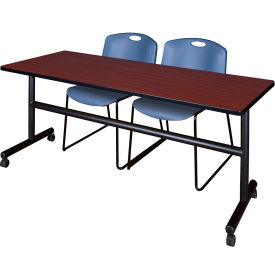 Regency® Kobe Training Nesting Table with 2 Zeng Blue Stack Chairs 72
