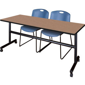 Regency® Kobe Training Nesting Table with 2 Zeng Blue Stack Chairs 72