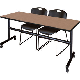 Regency® Kobe Training Nesting Table with 2 Zeng Black Stack Chairs 72