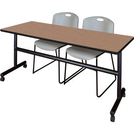 Regency® Kobe Training Nesting Table with 2 Zeng Gray Stack Chairs 72
