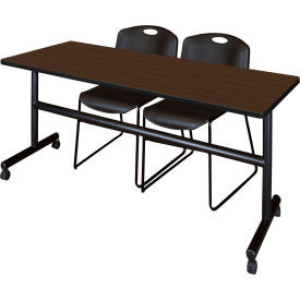 Regency® Kobe Training Nesting Table with 2 Zeng Black Stack Chairs 72