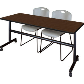 Regency® Kobe Training Nesting Table with 2 Zeng Gray Stack Chairs 72