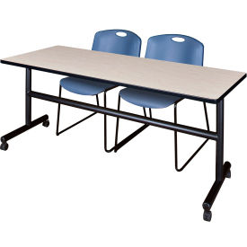 Regency® Kobe Training Nesting Table with 2 Zeng Blue Stack Chairs 72