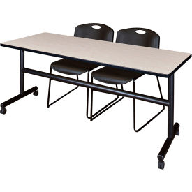 Regency® Kobe Training Nesting Table with 2 Zeng Black Stack Chairs 72