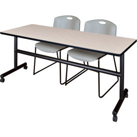 Regency® Kobe Training Nesting Table with 2 Zeng Gray Stack Chairs 72