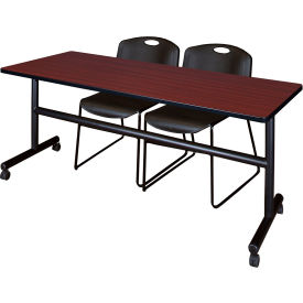 Regency® Kobe Training Nesting Table with 2 Zeng Black Stack Chairs 72