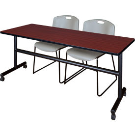 Regency® Kobe Training Nesting Table with 2 Zeng Gray Stack Chairs 72