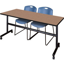 Regency® Kobe Training Nesting Table with 2 Zeng Blue Stack Chairs 72