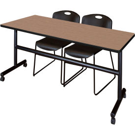 Regency® Kobe Training Nesting Table with 2 Zeng Black Stack Chairs 72