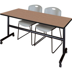 Regency® Kobe Training Nesting Table with 2 Zeng Gray Stack Chairs 72