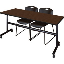 Regency® Kobe Training Nesting Table with 2 Zeng Black Stack Chairs 72