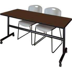 Regency® Kobe Training Nesting Table with 2 Zeng Gray Stack Chairs 72