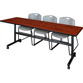 Regency® Kobe Training Nesting Table with 2 Zeng Gray Stack Chairs 84