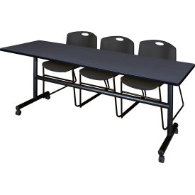 Regency® Kobe Training Nesting Table with 2 Zeng Black Stack Chairs 84
