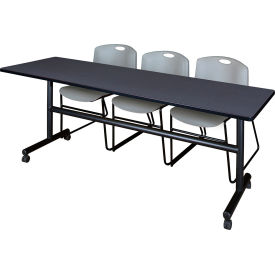 Regency® Kobe Training Nesting Table with 2 Zeng Gray Stack Chairs 84