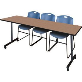 Regency® Kobe Training Nesting Table with 2 Zeng Blue Stack Chairs 84