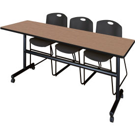 Regency® Kobe Training Nesting Table with 2 Zeng Black Stack Chairs 84