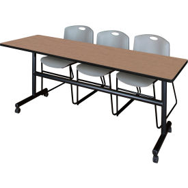 Regency® Kobe Training Nesting Table with 2 Zeng Gray Stack Chairs 84