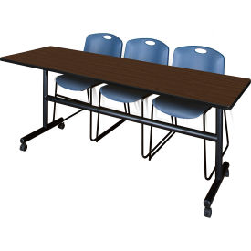 Regency® Kobe Training Nesting Table with 2 Zeng Blue Stack Chairs 84