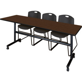 Regency® Kobe Training Nesting Table with 2 Zeng Black Stack Chairs 84
