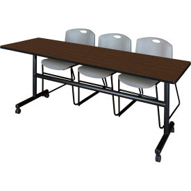 Regency® Kobe Training Nesting Table with 2 Zeng Gray Stack Chairs 84