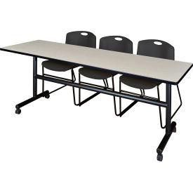 Regency® Kobe Training Nesting Table with 2 Zeng Black Stack Chairs 84
