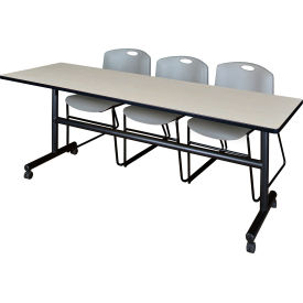 Regency® Kobe Training Nesting Table with 2 Zeng Gray Stack Chairs 84