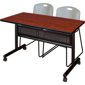 Regency® Kobe Privacy Nesting Table with 2 Zeng Gray Stack Chairs 48