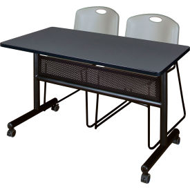 Regency® Kobe Privacy Nesting Table with 2 Zeng Gray Stack Chairs 48
