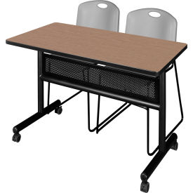 Regency® Kobe Privacy Nesting Table with 2 Zeng Gray Stack Chairs 48