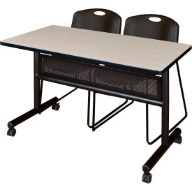 Regency® Kobe Privacy Nesting Table with 2 Zeng Black Stack Chairs 48