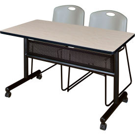 Regency® Kobe Privacy Nesting Table with 2 Zeng Gray Stack Chairs 48