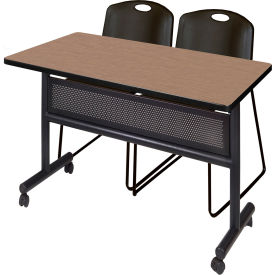 Regency® Kobe Privacy Nesting Table with 2 Zeng Black Stack Chairs 48