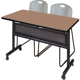 Regency® Kobe Privacy Nesting Table with 2 Zeng Gray Stack Chairs 48