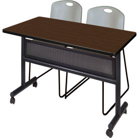 Regency® Kobe Privacy Nesting Table with 2 Zeng Gray Stack Chairs 48