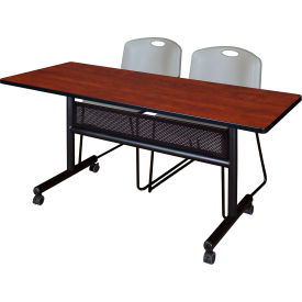 Regency® Kobe Privacy Nesting Table with 2 Zeng Gray Stack Chairs 60
