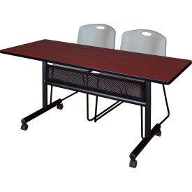 Regency® Kobe Privacy Nesting Table with 2 Zeng Gray Stack Chairs 60