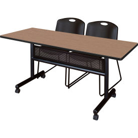 Regency® Kobe Privacy Nesting Table with 2 Zeng Black Stack Chairs 60