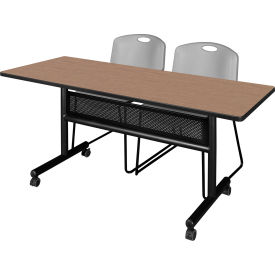 Regency® Kobe Privacy Nesting Table with 2 Zeng Gray Stack Chairs 60