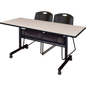 Regency® Kobe Privacy Nesting Table with 2 Zeng Black Stack Chairs 60