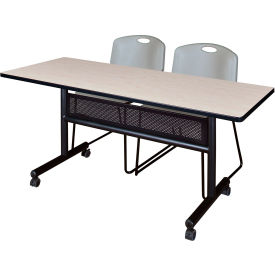 Regency® Kobe Privacy Nesting Table with 2 Zeng Gray Stack Chairs 60