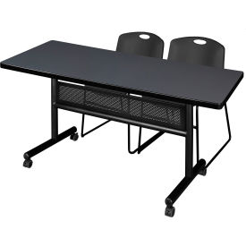 Regency® Kobe Privacy Nesting Table with 2 Zeng Black Stack Chairs 60