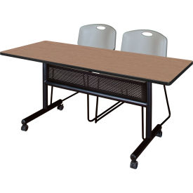 Regency® Kobe Privacy Nesting Table with 2 Zeng Gray Stack Chairs 60